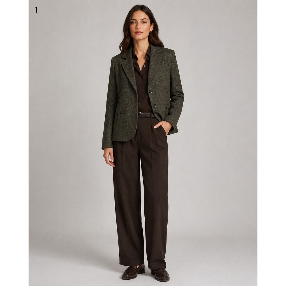 Coldwater Creek Blazer Jacket Womens 12 Green Wool Blend Lined Pockets Masters